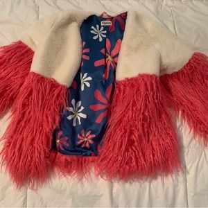 Girls Sheer Pink Faux Fur Jacket Hatley